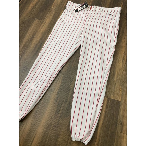 VTG RETRO NEW W/TAGS Bike pinstripe white red baseball pants, XL - Picture 2 of 5